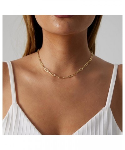 Dainty Gold Chain Choker Necklace for Women 18K Gold Plated Minimalist Figaro Beaded Lace Satellite Coin Chain Necklace Delic...