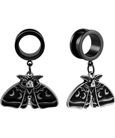 2 PCS Ear Gauges Saddle Black Butterfly Dangle Ear Tunnels Hypoallergenic 316 Stainless Steel Ear Hangers Plugs Piercing Body...