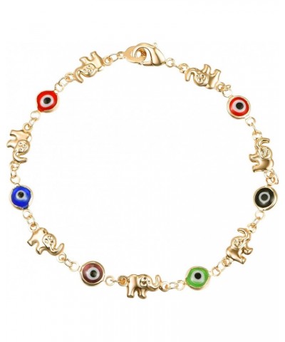 18K Gold Plated Multicolored Evil Eye Elephant Bracelet for Women $7.13 Others