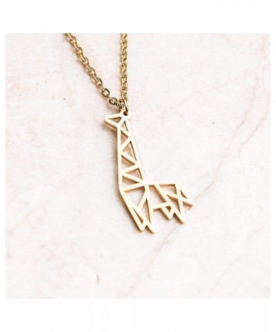 Giraffe Gold Origami Jewelry & Gold Geometric Necklace – 18 Karat Plated Gold Necklace & Giraffe Necklaces for Women – Giraff...