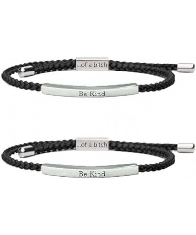 Be Kind of a Bitch Bracelet, Adjustable Hand Braided Wrap Bracelet for Women Jewelry Gifts Bracelet Silver 2*Black $9.71 Brac...