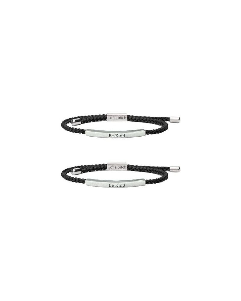 Be Kind of a Bitch Bracelet, Adjustable Hand Braided Wrap Bracelet for Women Jewelry Gifts Bracelet Silver 2*Black $9.71 Brac...