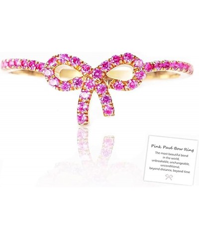 pink pavé bow ring-gifts for women, 925 silver rings,Pink Bow Ring Pave，With greeting card and gift bag 6 $7.66 Rings