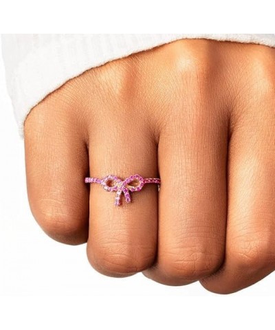 pink pavé bow ring-gifts for women, 925 silver rings,Pink Bow Ring Pave，With greeting card and gift bag 6 $7.66 Rings