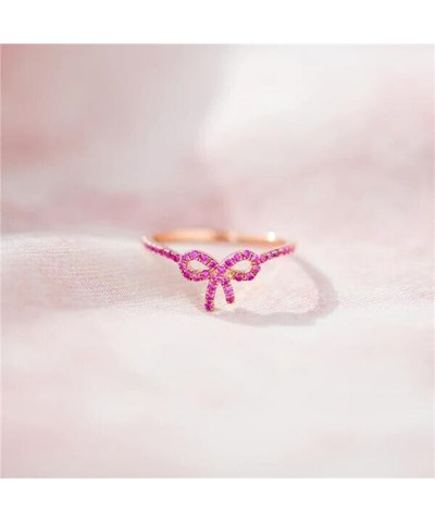 pink pavé bow ring-gifts for women, 925 silver rings,Pink Bow Ring Pave，With greeting card and gift bag 6 $7.66 Rings