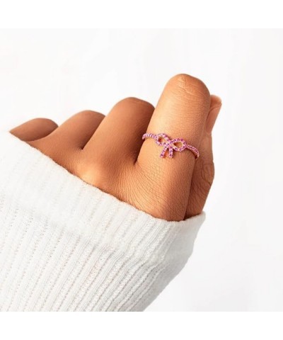 pink pavé bow ring-gifts for women, 925 silver rings,Pink Bow Ring Pave，With greeting card and gift bag 6 $7.66 Rings