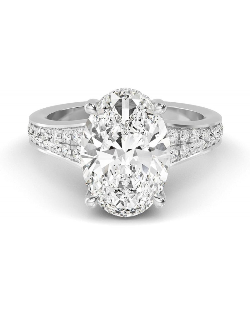 1-5 Carat (ctw) White Gold Oval,Round Cut LAB GROWN Diamond Vintage Engagement Ring (Color D-E Clarity VS1-VS2) 9.0 Platinum ...