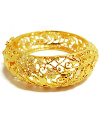 Carve Thai Gold Plated Bangle 24k Thai Baht Yellow Gold Filled Bracelet 45 Gram Size 7 inch Jewelry Women $30.67 Bracelets