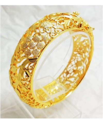 Carve Thai Gold Plated Bangle 24k Thai Baht Yellow Gold Filled Bracelet 45 Gram Size 7 inch Jewelry Women $30.67 Bracelets