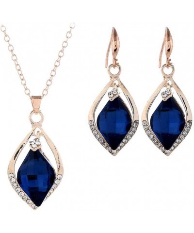 Swarovski Blue Crystal Necklace Earring Set Women's Austrian Rhinestone Jewelry Two Piece Set Bride Blue $7.18 Jewelry Sets