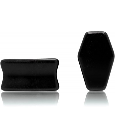 Natural Obsidian Black Stone Coffin Shaped Double Flare Plugs, Gauges, Tunnels 5/8" (16mm) $9.87 Body Jewelry