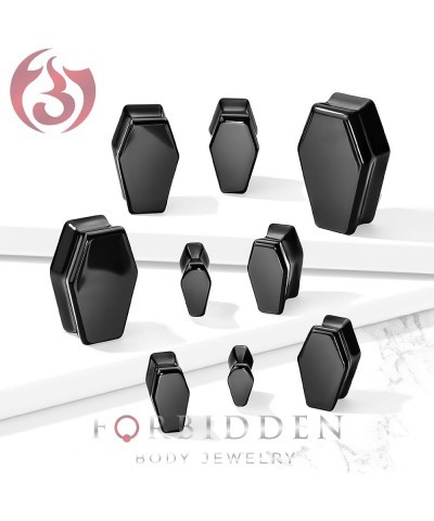 Natural Obsidian Black Stone Coffin Shaped Double Flare Plugs, Gauges, Tunnels 5/8" (16mm) $9.87 Body Jewelry