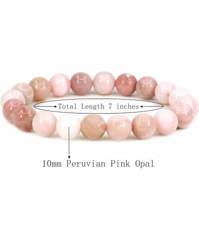 Natural Genuine Semi Precious Gemstones Healing 10mm Beaded Stretch Bracelet 7" Unisex Peruvian Pink Opal $7.40 Bracelets