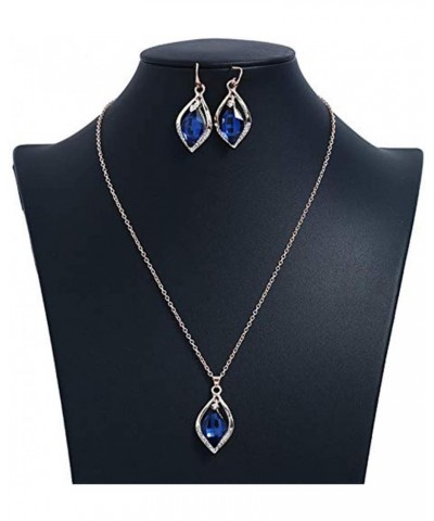 Swarovski Blue Crystal Necklace Earring Set Women's Austrian Rhinestone Jewelry Two Piece Set Bride Blue $7.18 Jewelry Sets