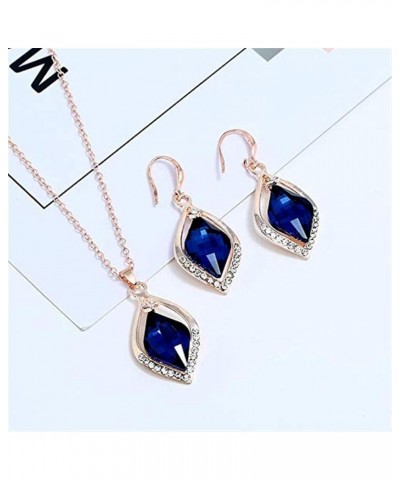 Swarovski Blue Crystal Necklace Earring Set Women's Austrian Rhinestone Jewelry Two Piece Set Bride Blue $7.18 Jewelry Sets