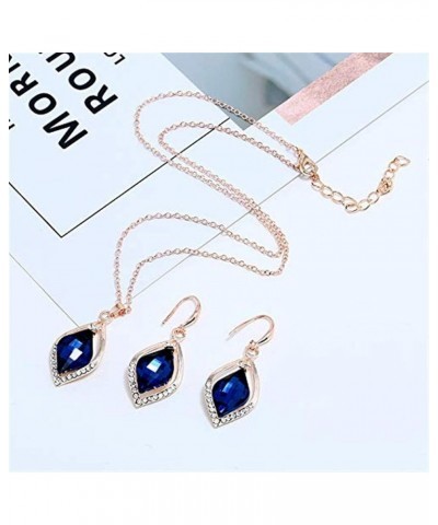 Swarovski Blue Crystal Necklace Earring Set Women's Austrian Rhinestone Jewelry Two Piece Set Bride Blue $7.18 Jewelry Sets