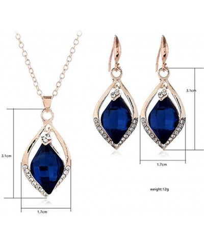 Swarovski Blue Crystal Necklace Earring Set Women's Austrian Rhinestone Jewelry Two Piece Set Bride Blue $7.18 Jewelry Sets