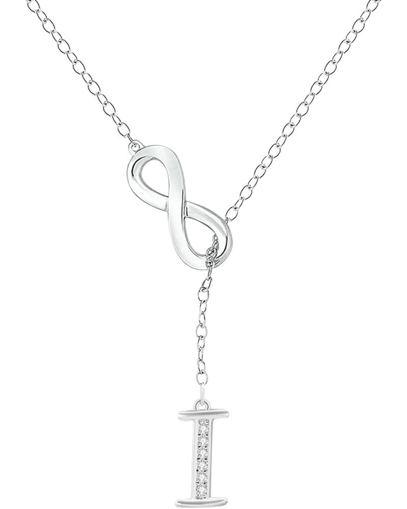 Clavicle Chain 8 Shaped Tassel Silver Initial Necklace for Women Silver Necklaces for Women A to Z 26 Alphabet (R, One Size) ...