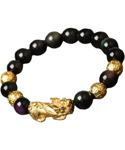 Feng Shui Black Obsidian Bracelet Pixiu Charm Bracelet Color Crystal Gems Bracelet Ancient Coins Gold Plated Bracelet Meditat...