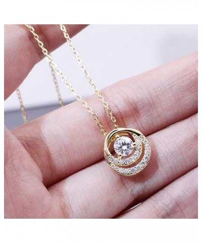 0.5 Ct Moissanite Necklace For Women S925 Sterling Silver Yellow Gold Plated Pendant Necklace DF VVS Color Moisanite Diamond ...