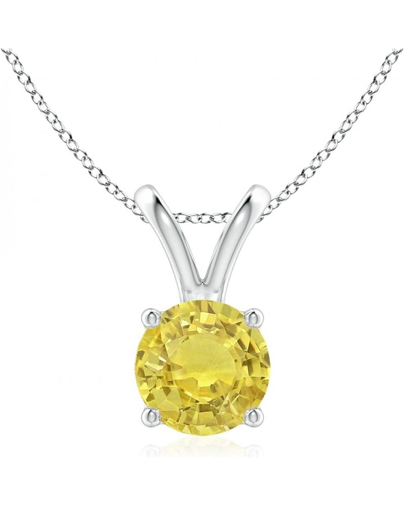 Natural Yellow Sapphire Solitaire Pendant Necklace for Women, Girls in 14K Solid Gold/Platinum/Sterling Silver | September Bi...