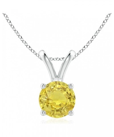 Natural Yellow Sapphire Solitaire Pendant Necklace for Women, Girls in 14K Solid Gold/Platinum/Sterling Silver | September Bi...