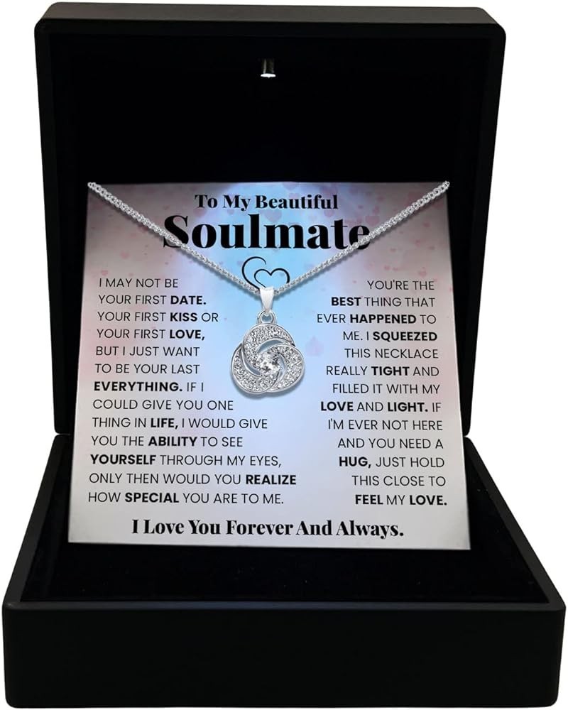 To My Soulmate Necklace for Women, Valentines Day Gifts for Her, Beautiful Soulmate Jewelry on Anniversary Best Romantic Gift...