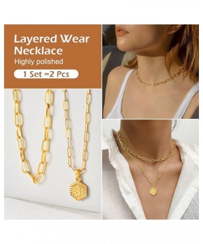 Women Stylish Gold Layered Initial Necklace, with Paperclip Style Chain, Stainless Steel-Send Gift Box A gold plated $8.99 Ne...