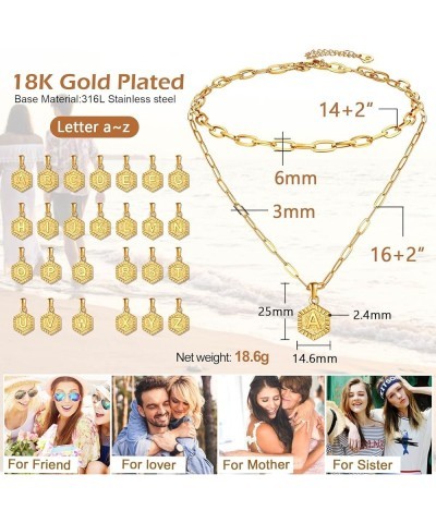 Women Stylish Gold Layered Initial Necklace, with Paperclip Style Chain, Stainless Steel-Send Gift Box A gold plated $8.99 Ne...