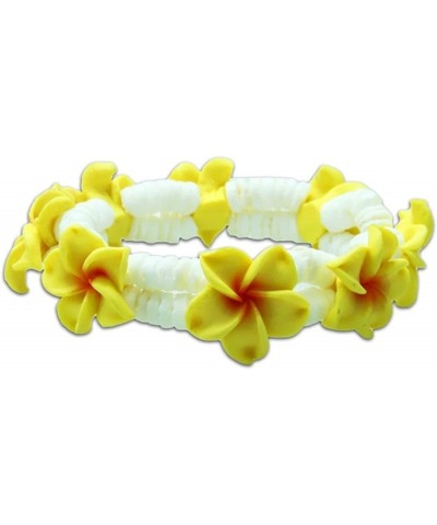 Plumeria Fimo Flower Double Heishi Hawaiian Bracelet Yellow $13.24 Bracelets