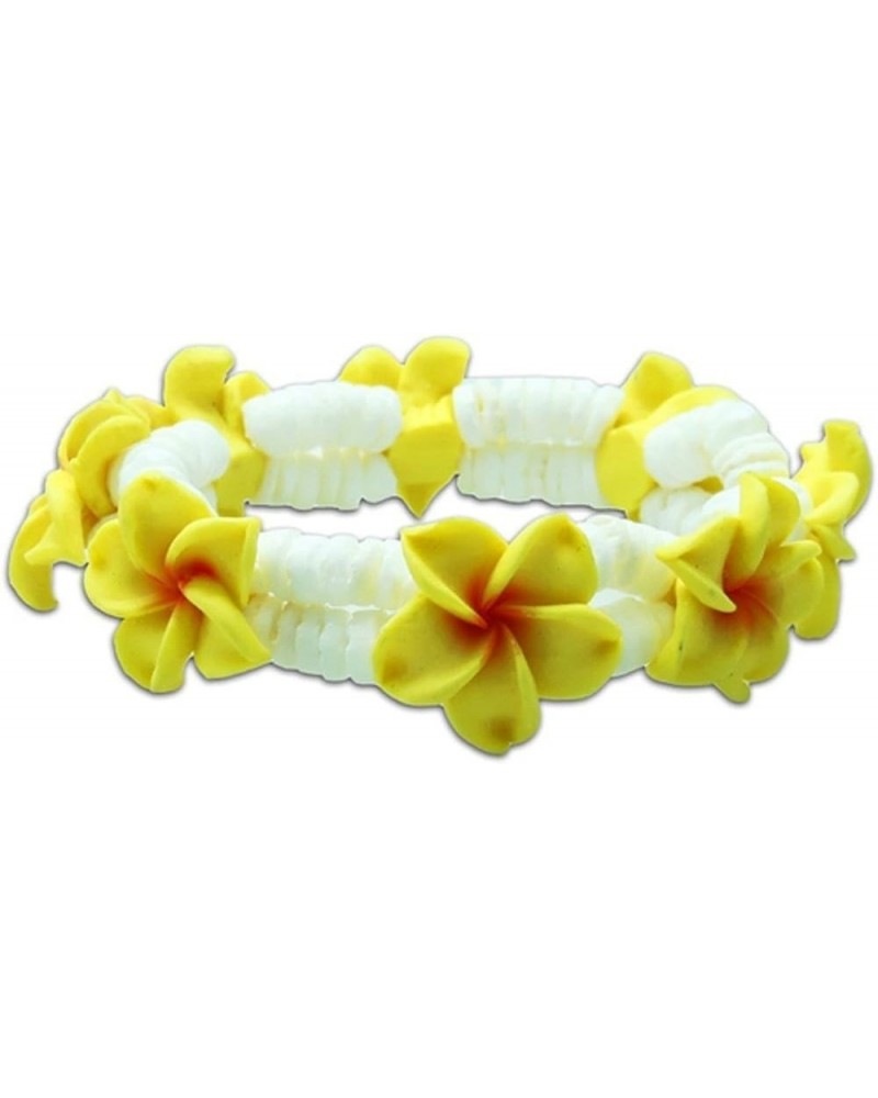 Plumeria Fimo Flower Double Heishi Hawaiian Bracelet Yellow $13.24 Bracelets