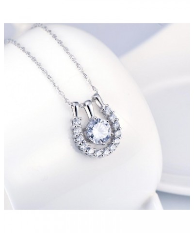 Elegant 925 Sterling Silver Cubic Zirconia Horseshoe Pendant Necklace for Women Teen Girls, 18 inch Chain $17.15 Necklaces