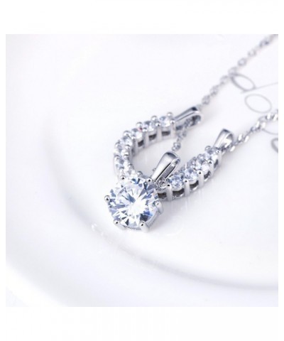 Elegant 925 Sterling Silver Cubic Zirconia Horseshoe Pendant Necklace for Women Teen Girls, 18 inch Chain $17.15 Necklaces