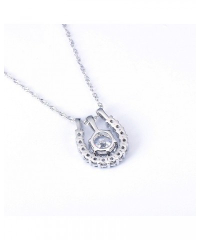 Elegant 925 Sterling Silver Cubic Zirconia Horseshoe Pendant Necklace for Women Teen Girls, 18 inch Chain $17.15 Necklaces