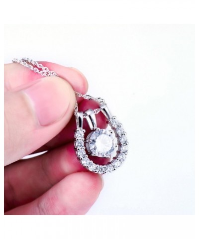 Elegant 925 Sterling Silver Cubic Zirconia Horseshoe Pendant Necklace for Women Teen Girls, 18 inch Chain $17.15 Necklaces