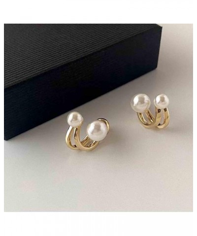 Boho Pearl Studs Earrings Gold Pearl Wrap Earrings Vintage Retro Pearl Earrings Everyday Earrings Jewelry for Women and Girls...