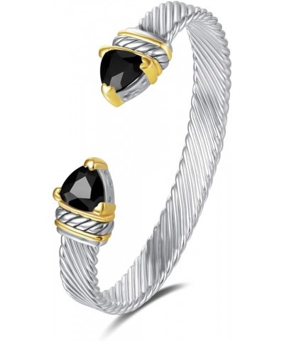 Designer inspired jewelry Flat Cable Wire Trillion CZ Antique Bangle Valentine Mother's Day Gift Black $11.28 Bracelets