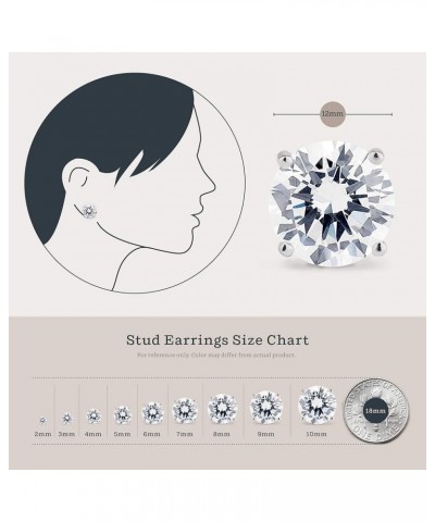 Sterling Silver Cubic Zirconia Stud Earrings for Women & Men – Premium S925 Silver Studs – CZ Silver Earrings, 14k Gold Stud ...