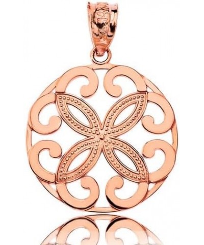 Openwork Floral Design Four Petal Flower Round Fine Pendant Real Solid 14Kt Gold B. 14K Rose Gold $62.99 Pendants