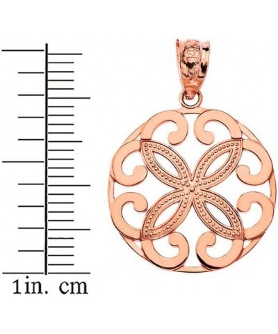 Openwork Floral Design Four Petal Flower Round Fine Pendant Real Solid 14Kt Gold B. 14K Rose Gold $62.99 Pendants