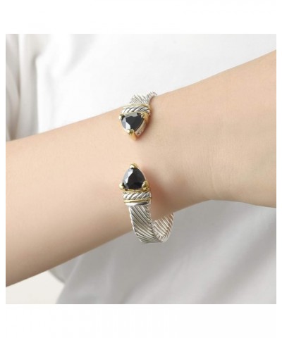 Designer inspired jewelry Flat Cable Wire Trillion CZ Antique Bangle Valentine Mother's Day Gift Black $11.28 Bracelets