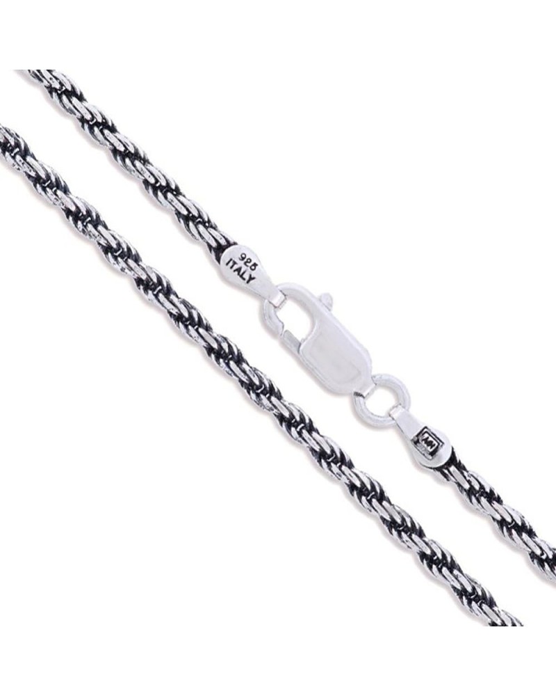 Sterling Silver Diamond-Cut Oxidized Rope Chain Solid 925 Italy Necklace 2.5mm Length 28 Inches $12.01 Necklaces