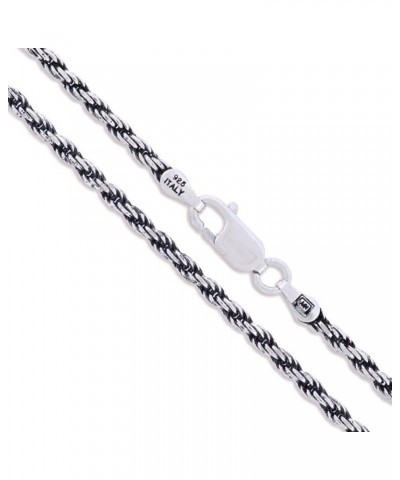 Sterling Silver Diamond-Cut Oxidized Rope Chain Solid 925 Italy Necklace 2.5mm Length 28 Inches $12.01 Necklaces