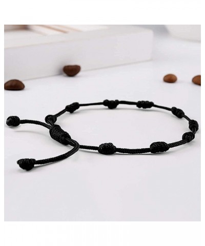 METREY Nazar Dhaga with Knotted Beads Rosary Design Avoid Negetive Enegy Adjustable Black Thread Anklet for Evil Eye & Good L...