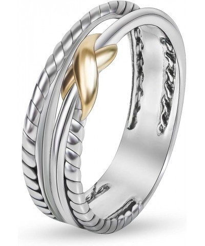 Designer Jewelry for Women Two-tone Crossover Twisted Cable Wire Band Ring Fashion Brand Jewelry Gift Two-tone Crossover Band...