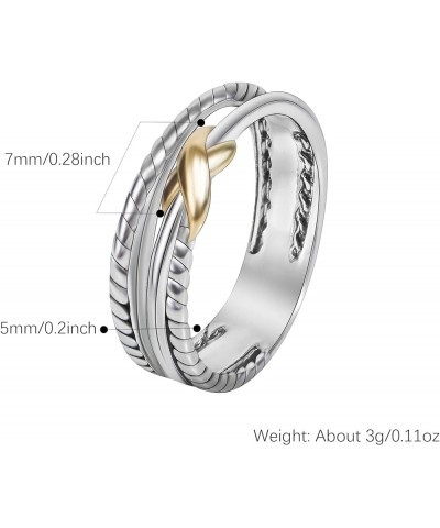 Designer Jewelry for Women Two-tone Crossover Twisted Cable Wire Band Ring Fashion Brand Jewelry Gift Two-tone Crossover Band...