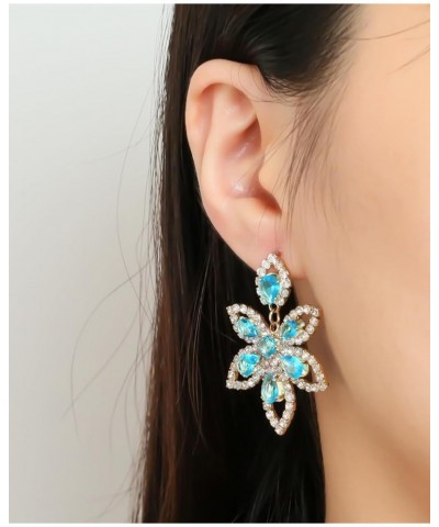 Colorful Rhinestone Flower Drop Earrings for Women,Chic Unique Delicate Party Prom Earrings,Women Gift,Girl Gift A $7.50 Earr...