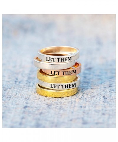 Let Them Ring, Let Them Stainless Steel Inspirational Ring, Motivational Engraved Stackable Band Ring for Women, Inspirationa...