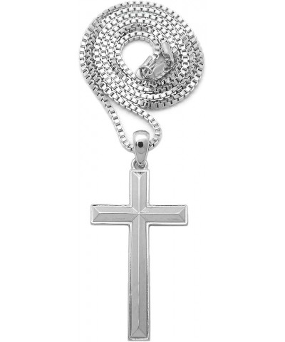 Hip Hop Fashion Polished Cross Pendant Box, Cuban, Rope Chain Necklace Silver / Box Chain 18.0 Inches $10.81 Necklaces