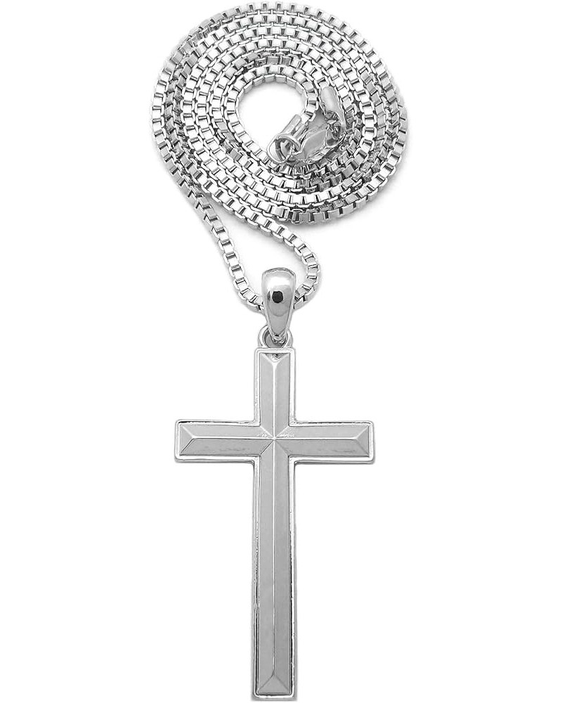 Hip Hop Fashion Polished Cross Pendant Box, Cuban, Rope Chain Necklace Silver / Box Chain 18.0 Inches $10.81 Necklaces